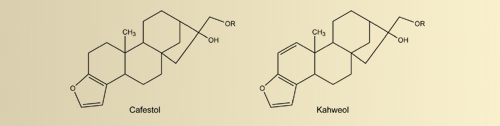Chemical structures of cafestol and kahweol